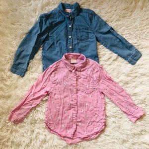 Jumping beans girls long sleeve button up shirt